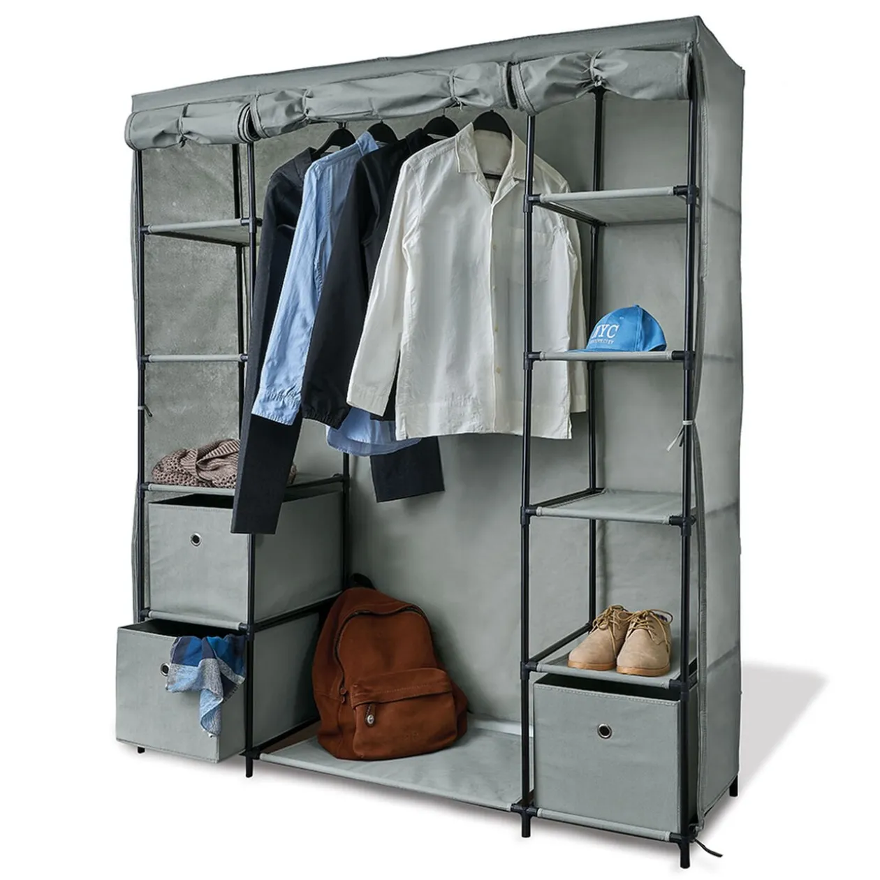 Armoire dressing tissu gris
