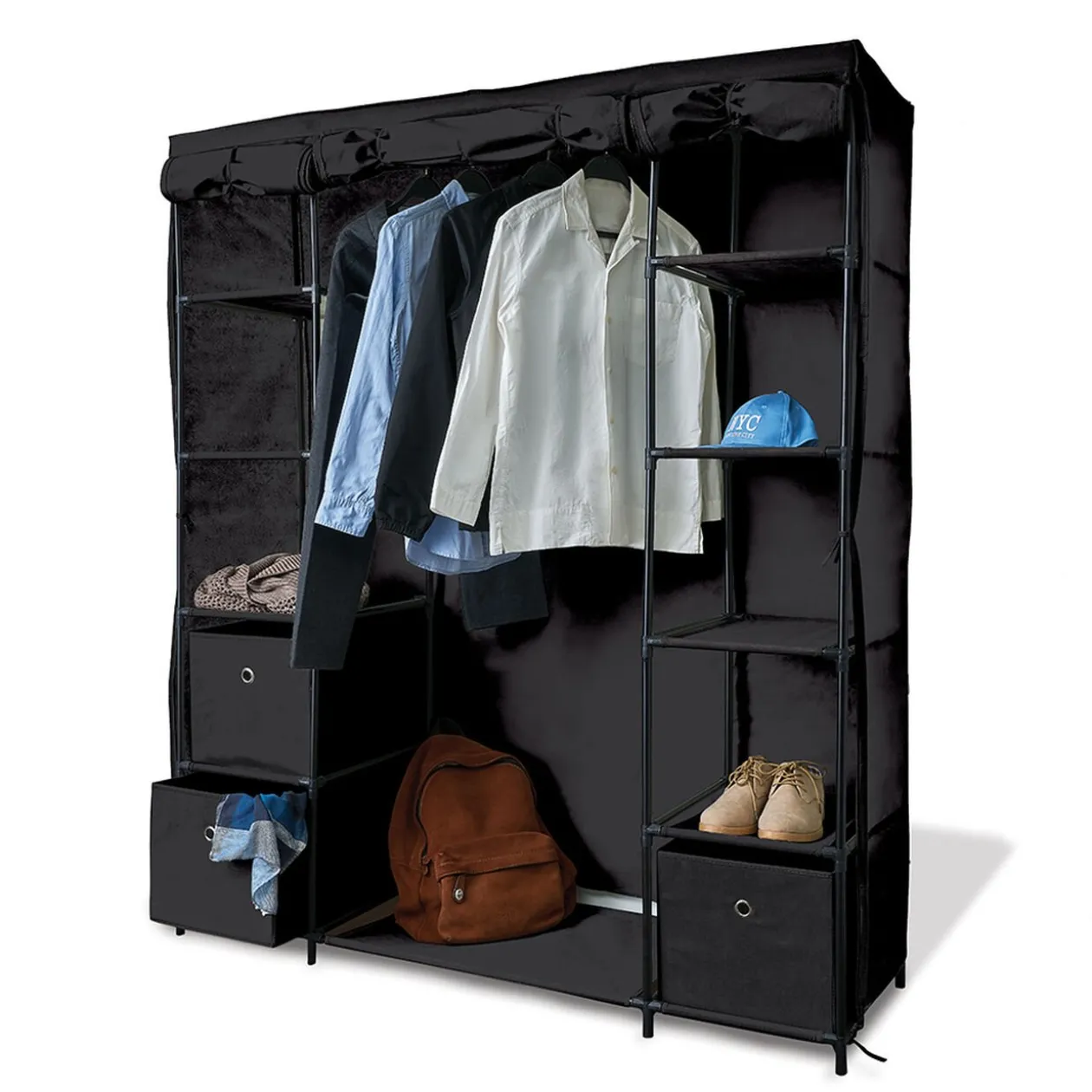 Armoire dressing tissu noir