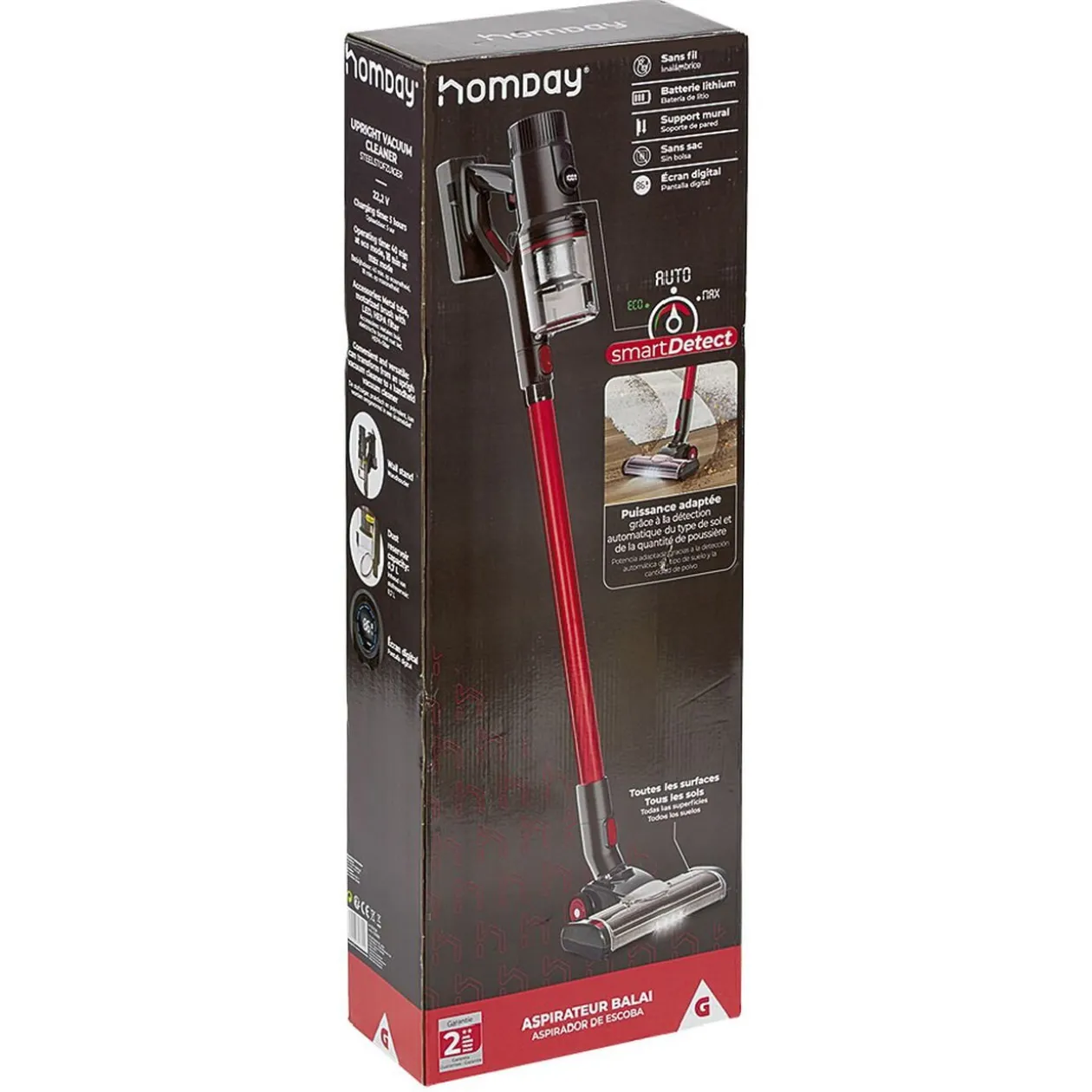 Aspirateur balai sans fil Homday détection de poussière