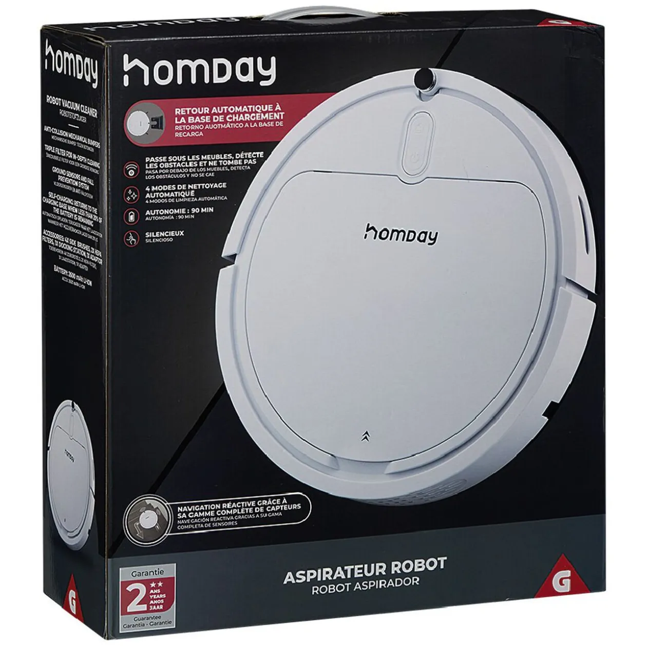 Aspirateur robot Homday Auto Charge 4 Modes de nettoyage