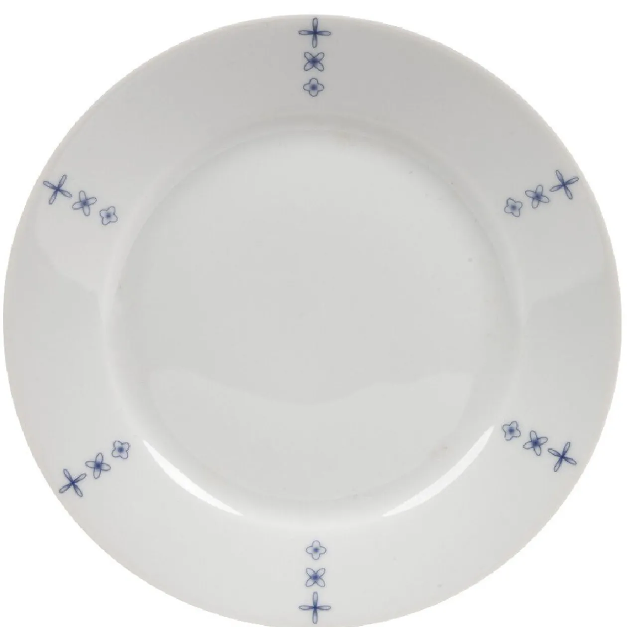 Assiette à dessert blanche décor aile bleu