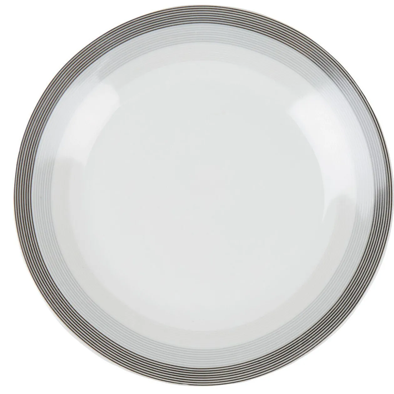 Assiette à dessert blanche et grise Sérénité Rayures