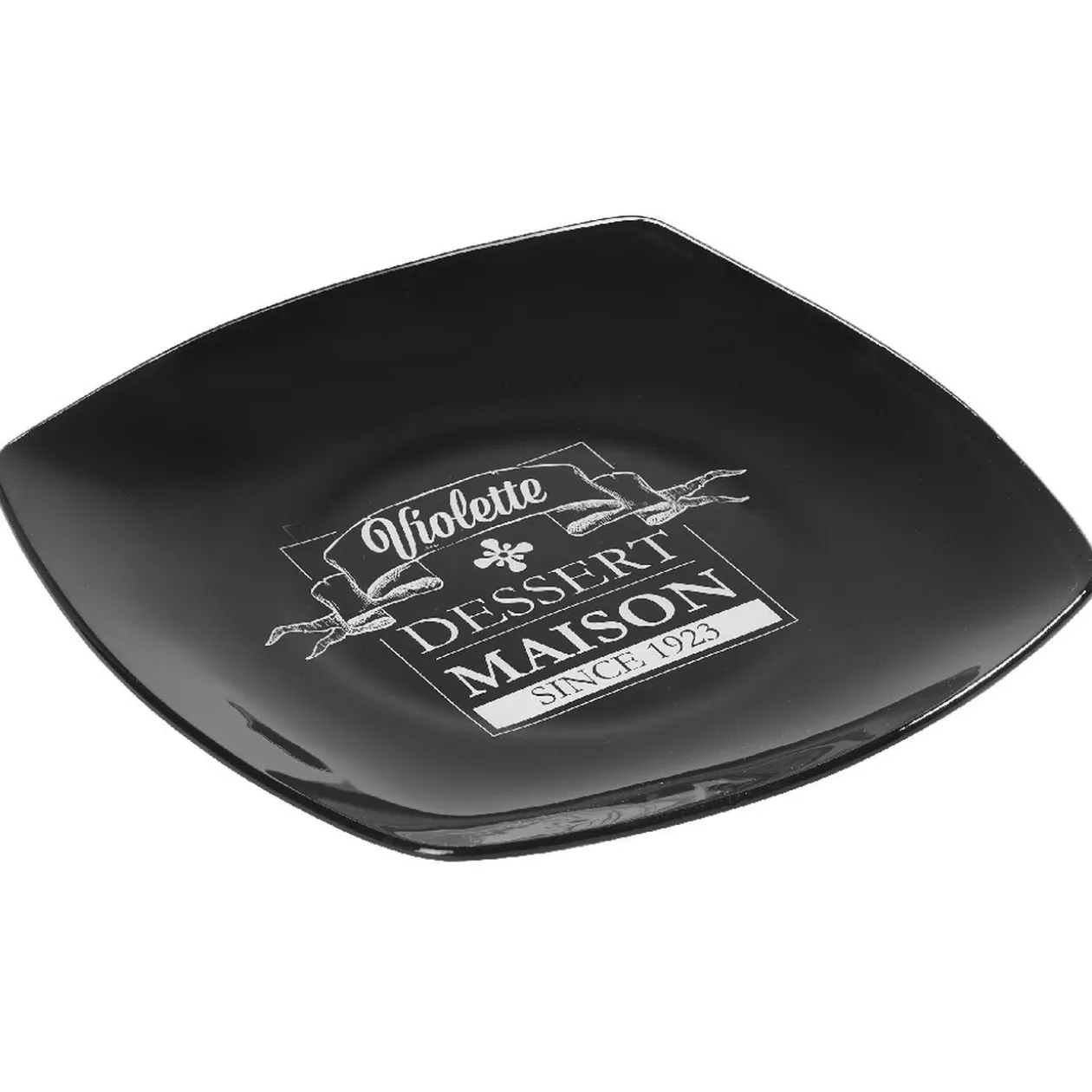 Assiette à dessert carrée noire design dessert maison