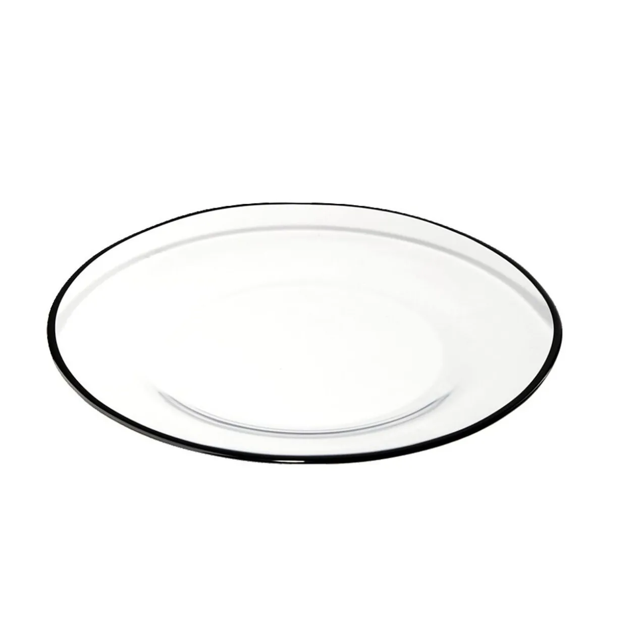 Assiette à dessert en verre transparent bord noir Ø20cm