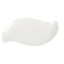 Assiette à dessert forme feuille blanche