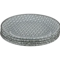 Assiette à dessert Micro blanc et noir fleurs à pois x4