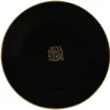 Assiette à dessert noire design médaillon doré