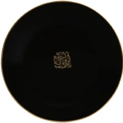 Assiette à dessert noire design médaillon doré