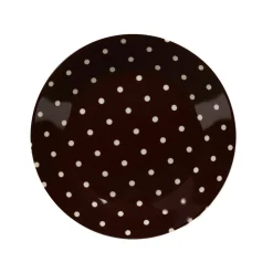 Assiette à dessert porcelaine chocolat pois ivoire