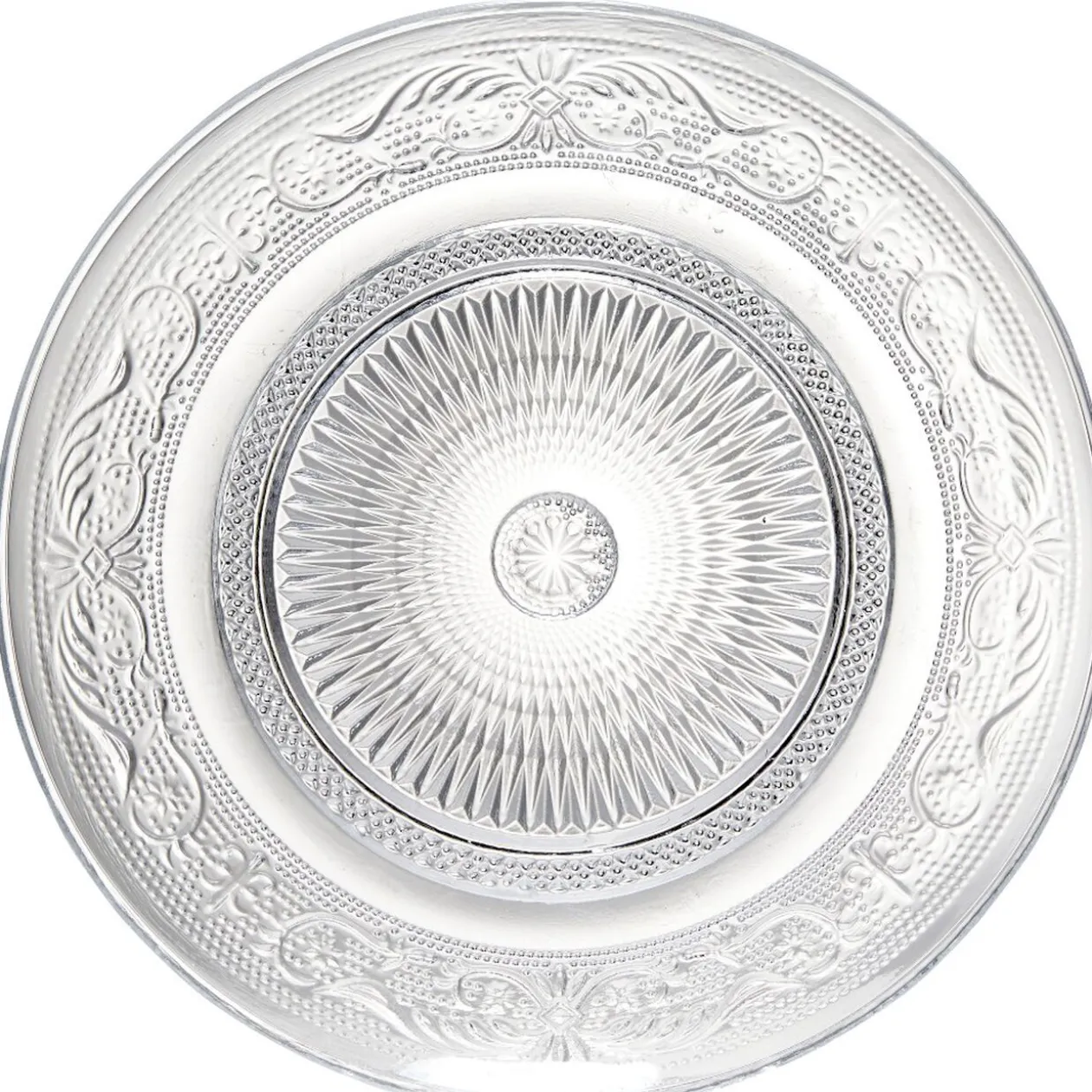 Assiette à dessert ronde transparente ciselée
