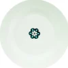 Assiette creuse blanche décor fleur bleue
