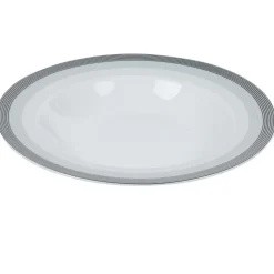 Assiette creuse blanche et grise Sérénité Rayures