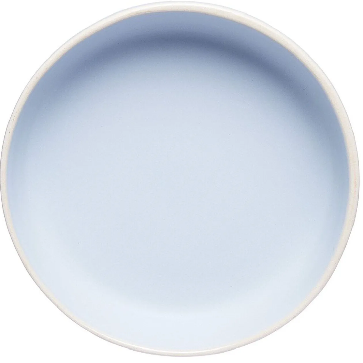 Assiette creuse en faïence bleu turquoise avec liseré crème