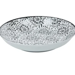 Assiette creuse ronde blanche et noire Sara