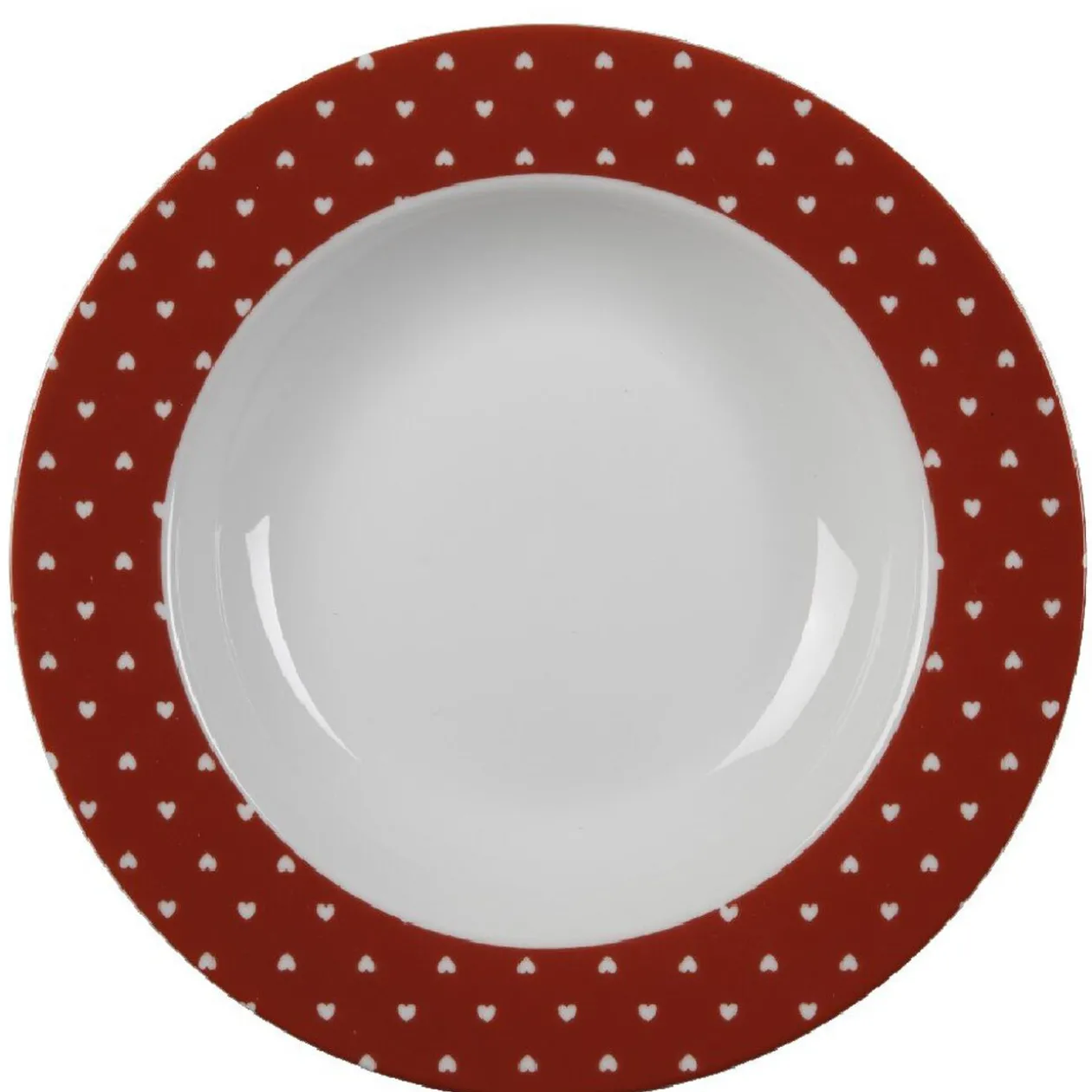 Assiette creuse rouge et blanc design coeurs