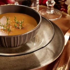 Assiette creuse verre transparent liseré noir Ø23cm