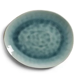 Assiette décore plate grès vert Ø28,5x24cm