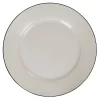 Assiette en faïence plate ronde blanche relief bord noir