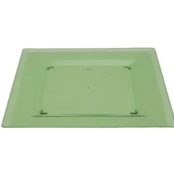 Assiette plastique plate carrée unie vert x 10