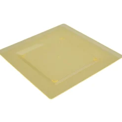 Assiette plastique plate carrée unie jaune x 10