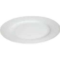 Assiette plate blanche bordure à rainures