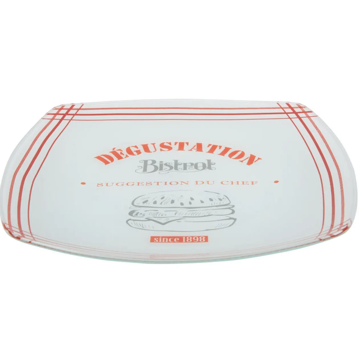 Assiette plate carrée bords arrondis design bistrot