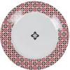 Assiette plate collection folk gris rouge