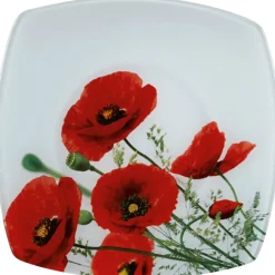Assiette plate design coquelicot