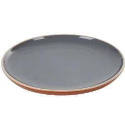 Assiette plate en faïence grise forme ronde
