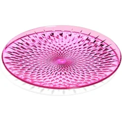Assiette plate en plastique rose effet martelé
