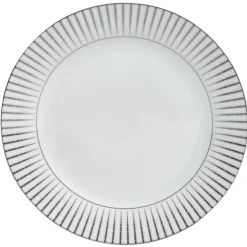 Assiette plate en porcelaine motif argenté