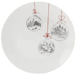 Assiette plate en porcelaine motif boule de Noël