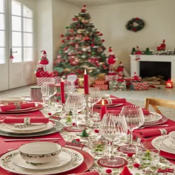 Assiette plate en porcelaine blanche motif feuillage de Noël Ø27cm