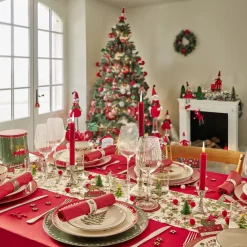 Assiette plate en porcelaine blanche motif feuillage de Noël Ø27cm