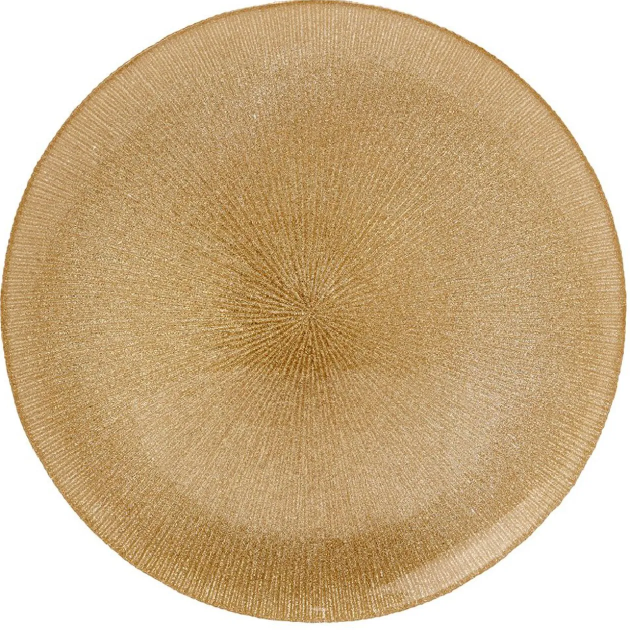Assiette plate en verre strié doré