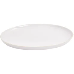 Assiette plate faïence gris avec liseré crème