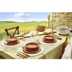 Assiette plate faïence Terracotta avec liseré crème