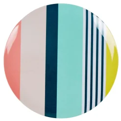 Assiette plate forme ronde motif bayadere multicolore