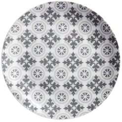 Assiette plate motif carreau de ciment gris