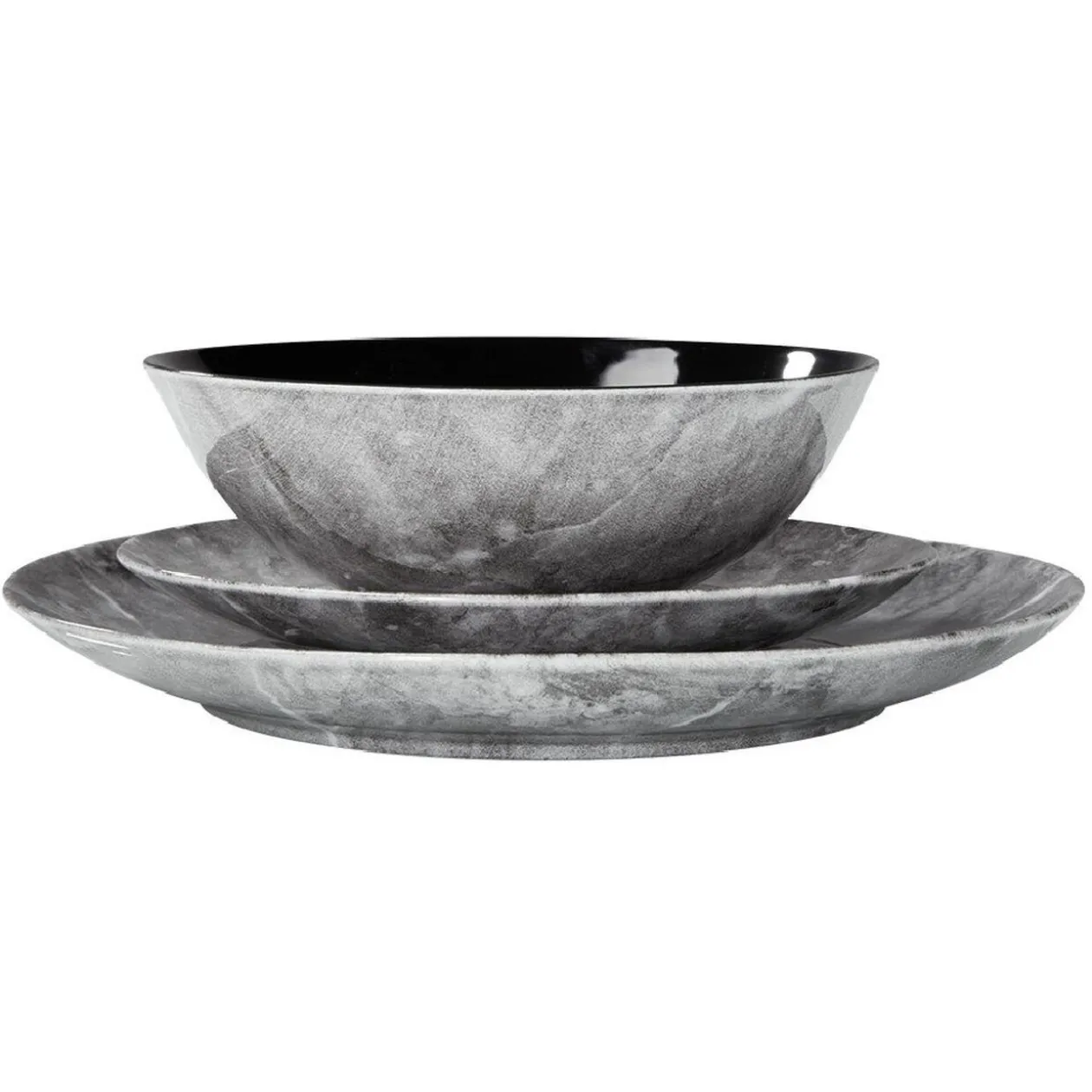 Assiette plate motif marbre gris