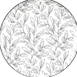Assiette plate porcelaine motif feuillage noir blanc Ø24xH2,3cm