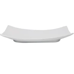 Assiette plate rectangulaire blanche incurvée