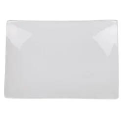 Assiette plate rectangulaire blanche incurvée