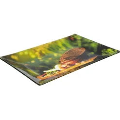 Assiette plate rectangulaire design ail et pain