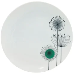 Assiette plate ronde aigrette pissenlit blanche