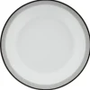 Assiette plate ronde blanche bordure gris noir Lizzy
