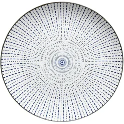 ASSIETTE PLATE RONDE BLEU ET BLANC