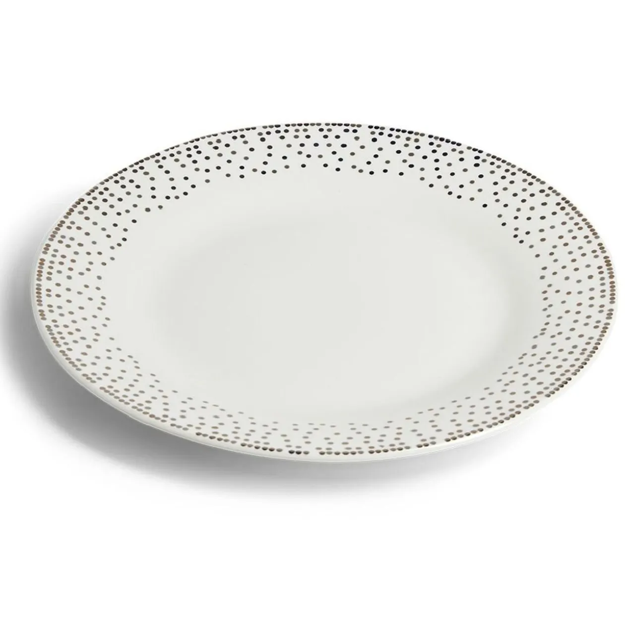 Assiette plate ronde Ø26,5cm porcelaine pois blanc et doré