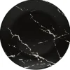 Assiette plate ronde décor marbre noir et blanc