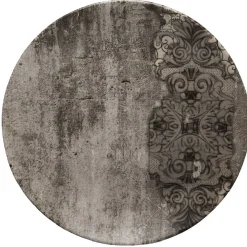 Assiette plate ronde effet vieux bois décor arabesque